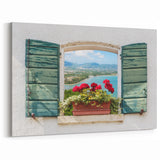 Charming Window Wall Art – Flower & Coastal View Architectural Print