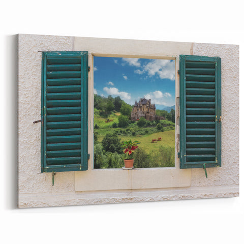Historical Window Wall Art – Castle View Architectural Print