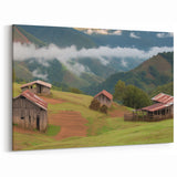 Bright Red Barn Landscape Art – Vibrant Blue Sky Countryside Canvas Print