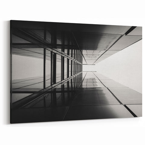 Modern Window Wall Art – Abstract Black & White Architectural Print