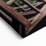 Rustic Window Wall Art – Lush Garden View Through Wooden Frame Print