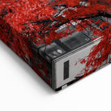 Urban Window Wall Art – Red Tree Against Vintage City Architecture Print