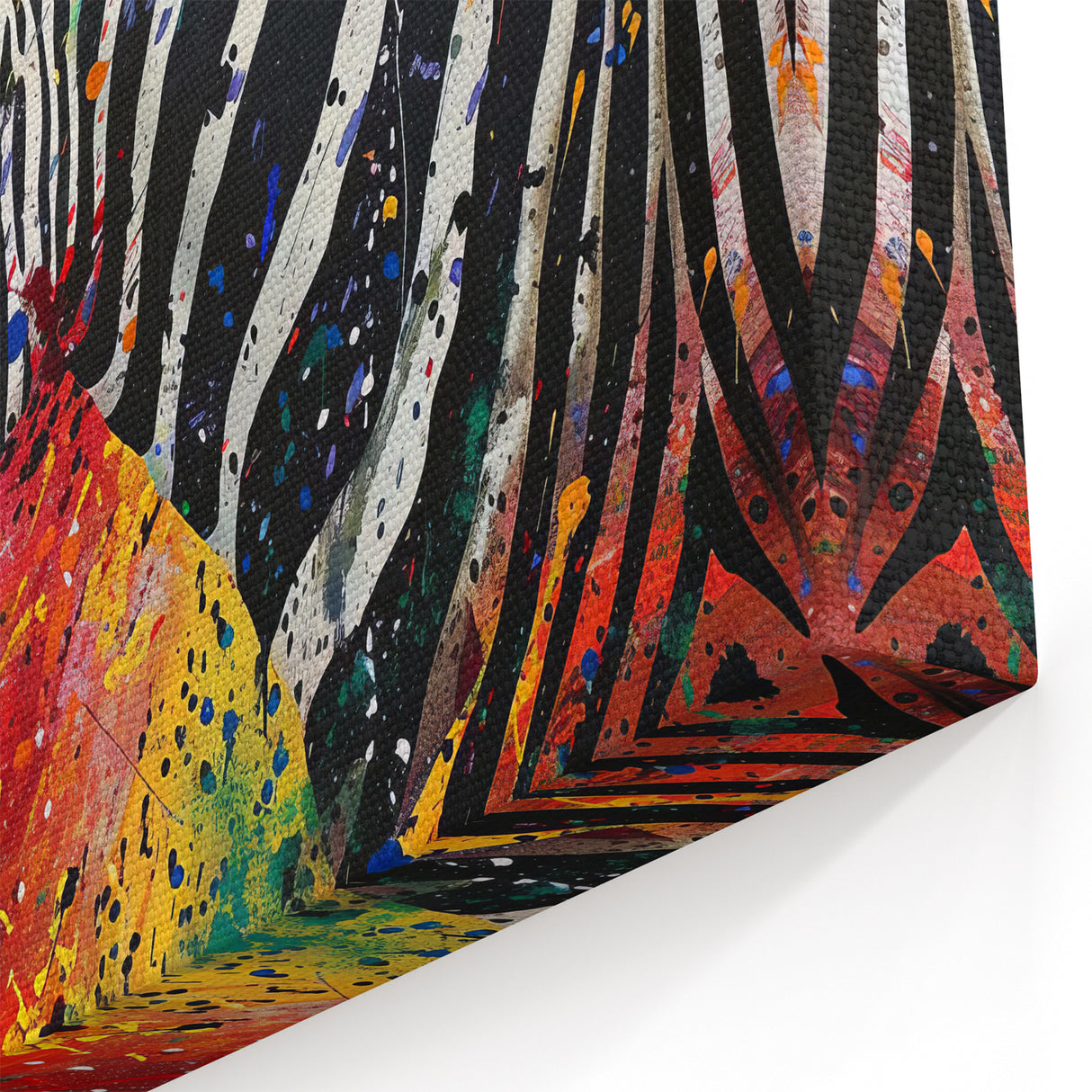 Vibrant Zebra Explosion Wall Art - Abstract Safari Canvas Print