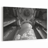 Majestic Columns & Ceiling Art - Dramatic Black & White Canvas Print
