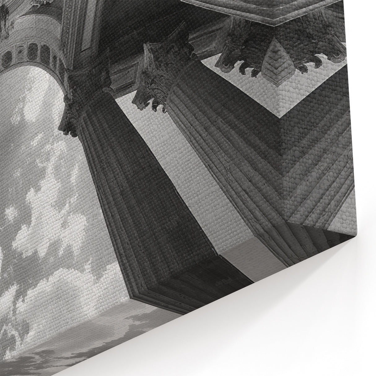 Majestic Columns & Ceiling Art - Dramatic Black & White Canvas Print