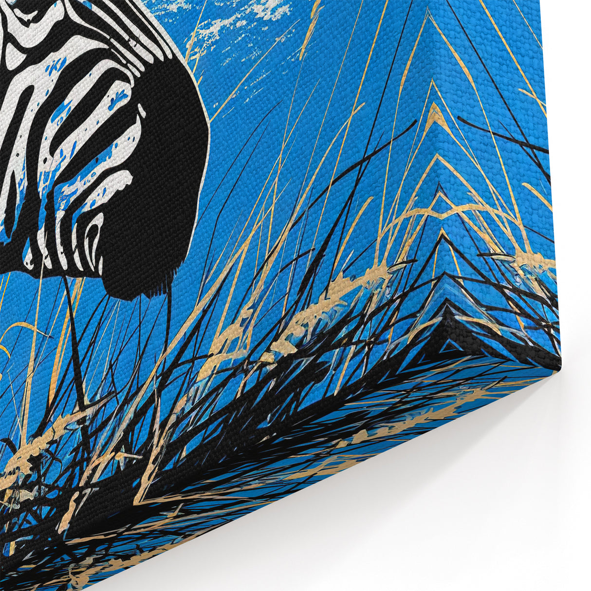 Moonlit Zebra Wall Art - Bold Blue Safari Canvas Print