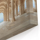 Serene Archways & Sea View Art - Coastal Architectural Canvas Print