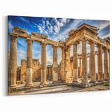 Ancient Ruins Columns Art - Dramatic Sky & Stone Canvas Print