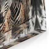 Twin Zebras in Water - Beautiful Safari Wildlife Art for Modern Decor