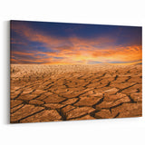 Golden Desert Cracks - Captivating Desert Landscape Canvas Wall Art