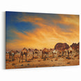 Majestic Camels at Sunset - Desert Landscape Canvas Wall Art