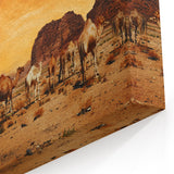 Majestic Camels at Sunset - Desert Landscape Canvas Wall Art