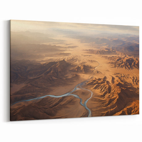 Vast Desert Landscape - Majestic Aerial View Canvas Wall Art