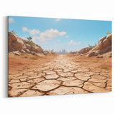 Sunlit Desert Path - Vibrant Desert Landscape Canvas Wall Art