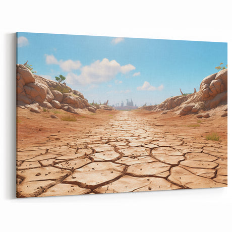 Sunlit Desert Path - Vibrant Desert Landscape Canvas Wall Art