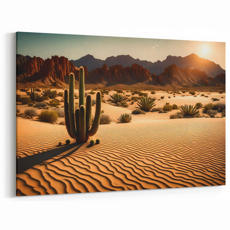 Majestic Cactus at Sunset - Stunning Desert Landscape Canvas Art