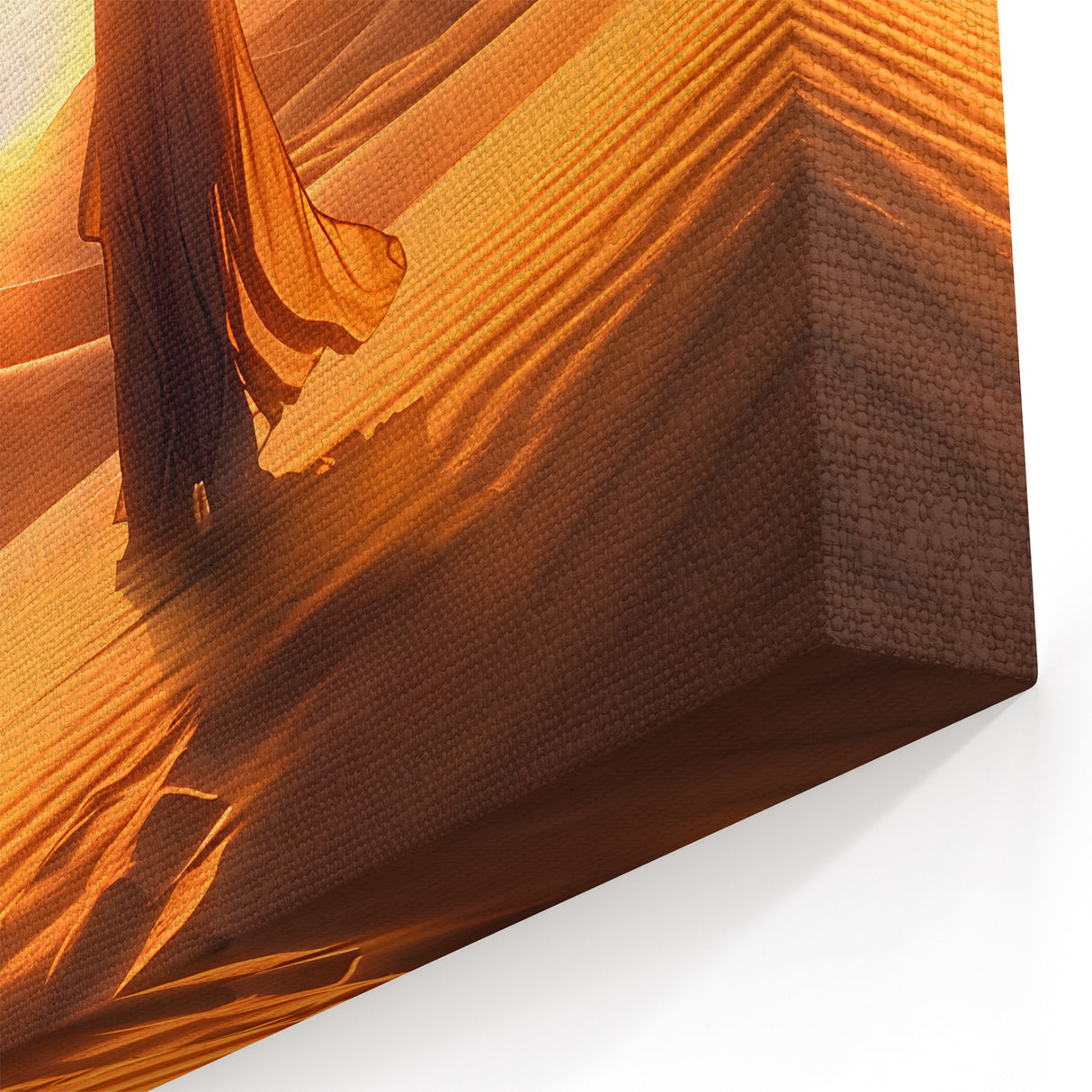 Golden Desert Sunrise - Serene Landscape Canvas Art with Silhouette