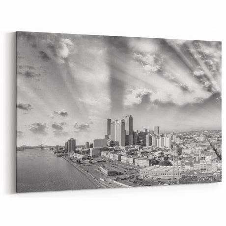 New Orleans Skyline Wall Art - Black & White Cityscape Photography Print