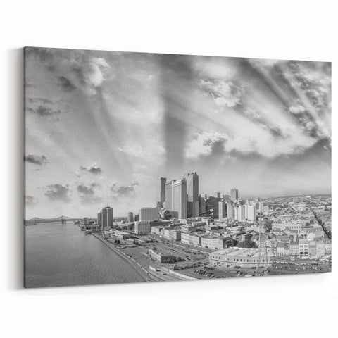 New Orleans Skyline Wall Art - Black & White Cityscape Photography Print