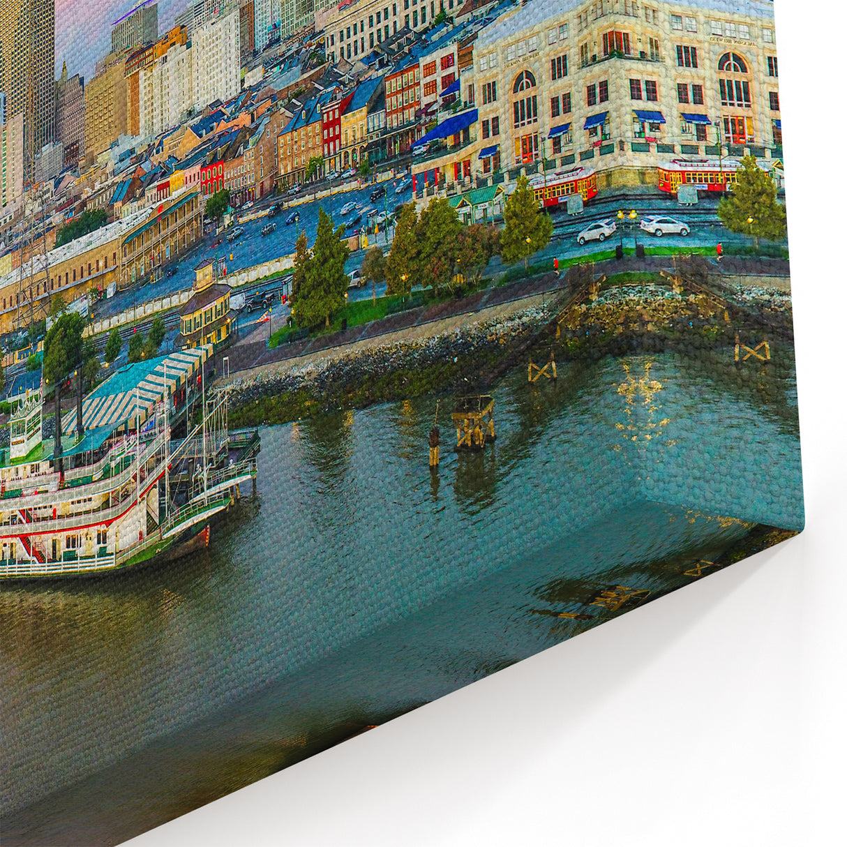 New Orleans Skyline Wall Art - Riverfront Steamboat Cityscape Print