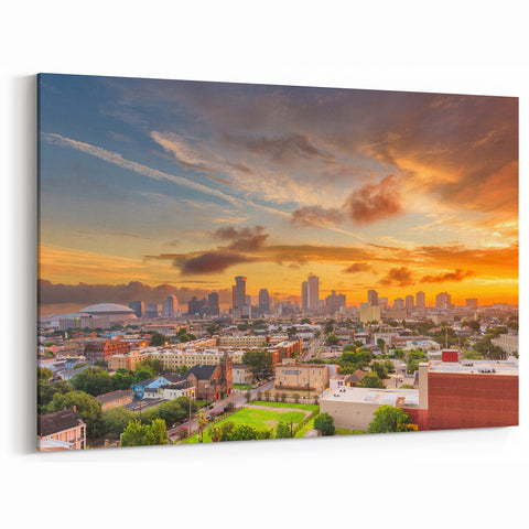 New Orleans Skyline Wall Art - Golden Sunrise Cityscape Photography Print