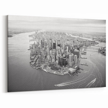 Black and White NYC Skyline Art - Aerial Manhattan Cityscape Wall Art
