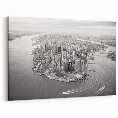 Black and White NYC Skyline Art - Aerial Manhattan Cityscape Wall Art