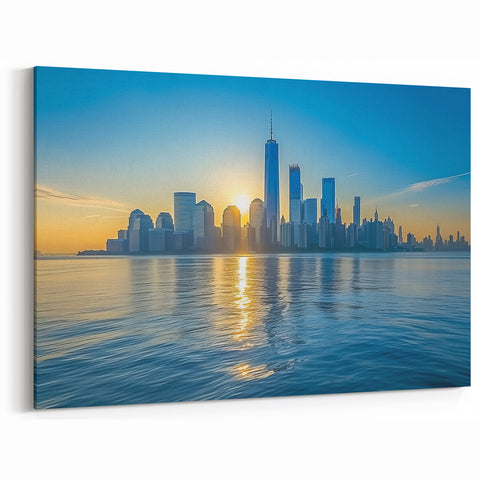 NYC Sunrise Art - Serene New York City Skyline at Dawn Wall Art