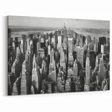 Monochrome NYC Skyline Art - Dense Manhattan Cityscape Wall Art