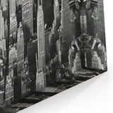 Monochrome NYC Skyline Art - Dense Manhattan Cityscape Wall Art
