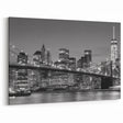 Brooklyn Bridge Nightscape - Monochrome NYC Skyline Wall Art