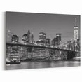 Brooklyn Bridge Nightscape - Monochrome NYC Skyline Wall Art
