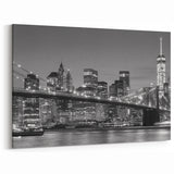 Brooklyn Bridge Nightscape - Monochrome NYC Skyline Wall Art