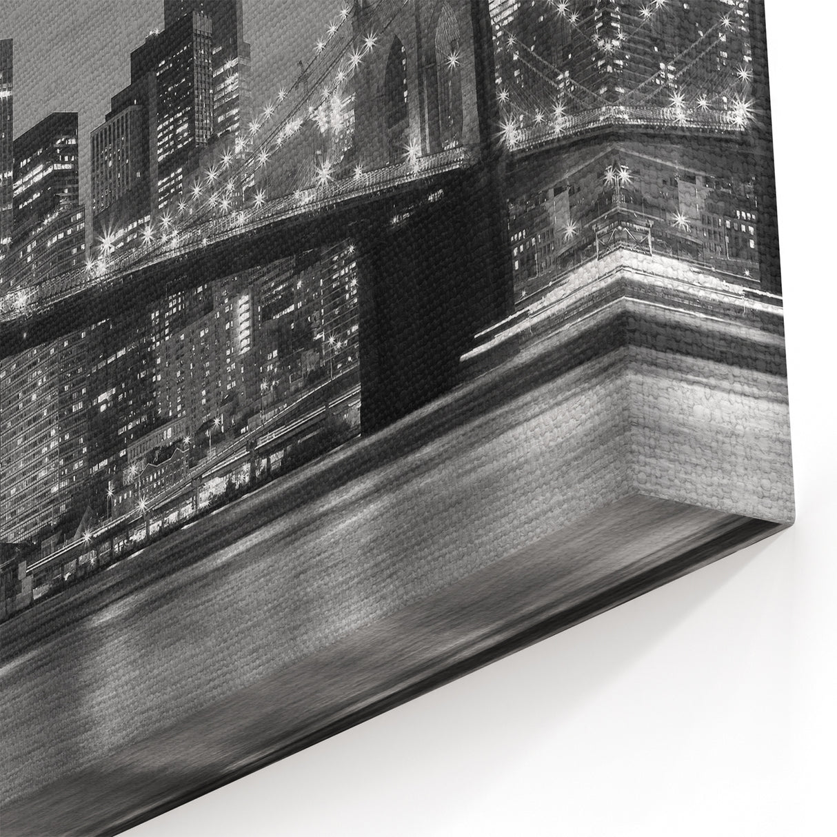 Brooklyn Bridge Nightscape - Monochrome NYC Skyline Wall Art