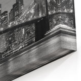 Brooklyn Bridge Nightscape - Monochrome NYC Skyline Wall Art