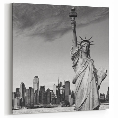 Statue of Liberty NYC Skyline Art - Iconic Monochrome Wall Decor