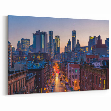 NYC Downtown Evening Skyline - Vibrant New York City Wall Art