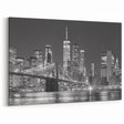 Monochrome NYC Nightscape - Brooklyn Bridge Skyline Wall Art