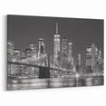 Monochrome NYC Nightscape - Brooklyn Bridge Skyline Wall Art