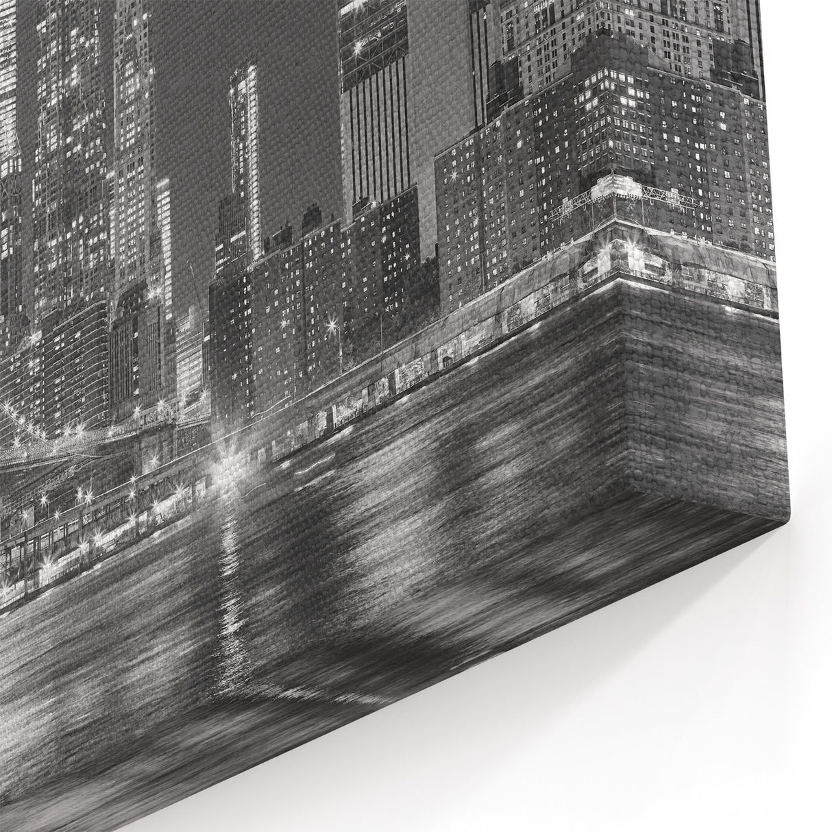 Monochrome NYC Nightscape - Brooklyn Bridge Skyline Wall Art