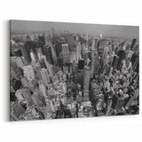 Aerial NYC Skyline Art - Dense Manhattan Cityscape in Monochrome