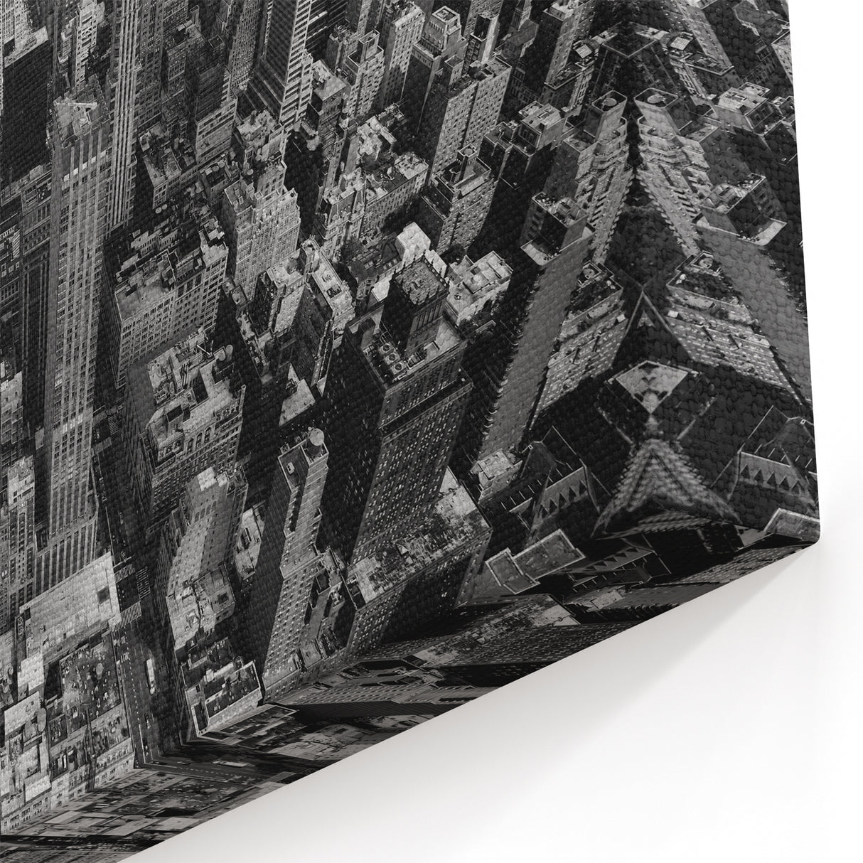 Aerial NYC Skyline Art - Dense Manhattan Cityscape in Monochrome