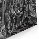 Aerial NYC Skyline Art - Dense Manhattan Cityscape in Monochrome