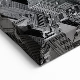 Aerial NYC Skyline Art - Dense Manhattan Cityscape in Monochrome