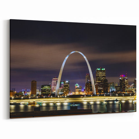 St. Louis Skyline Wall Art - Stunning Night View of Gateway Arch
