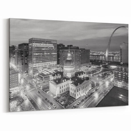 St. Louis Night Skyline Art - Illuminated Gateway Arch and Downtown