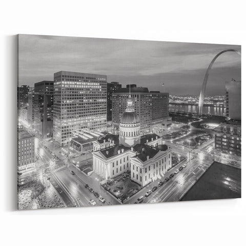 St. Louis Night Skyline Art - Illuminated Gateway Arch and Downtown