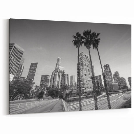 Los Angeles Black & White Skyline - Classic Canvas Art & Framed Prints