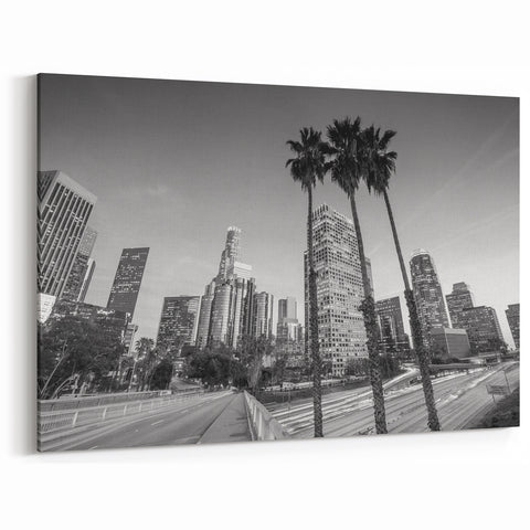 Los Angeles Black & White Skyline - Classic Canvas Art & Framed Prints