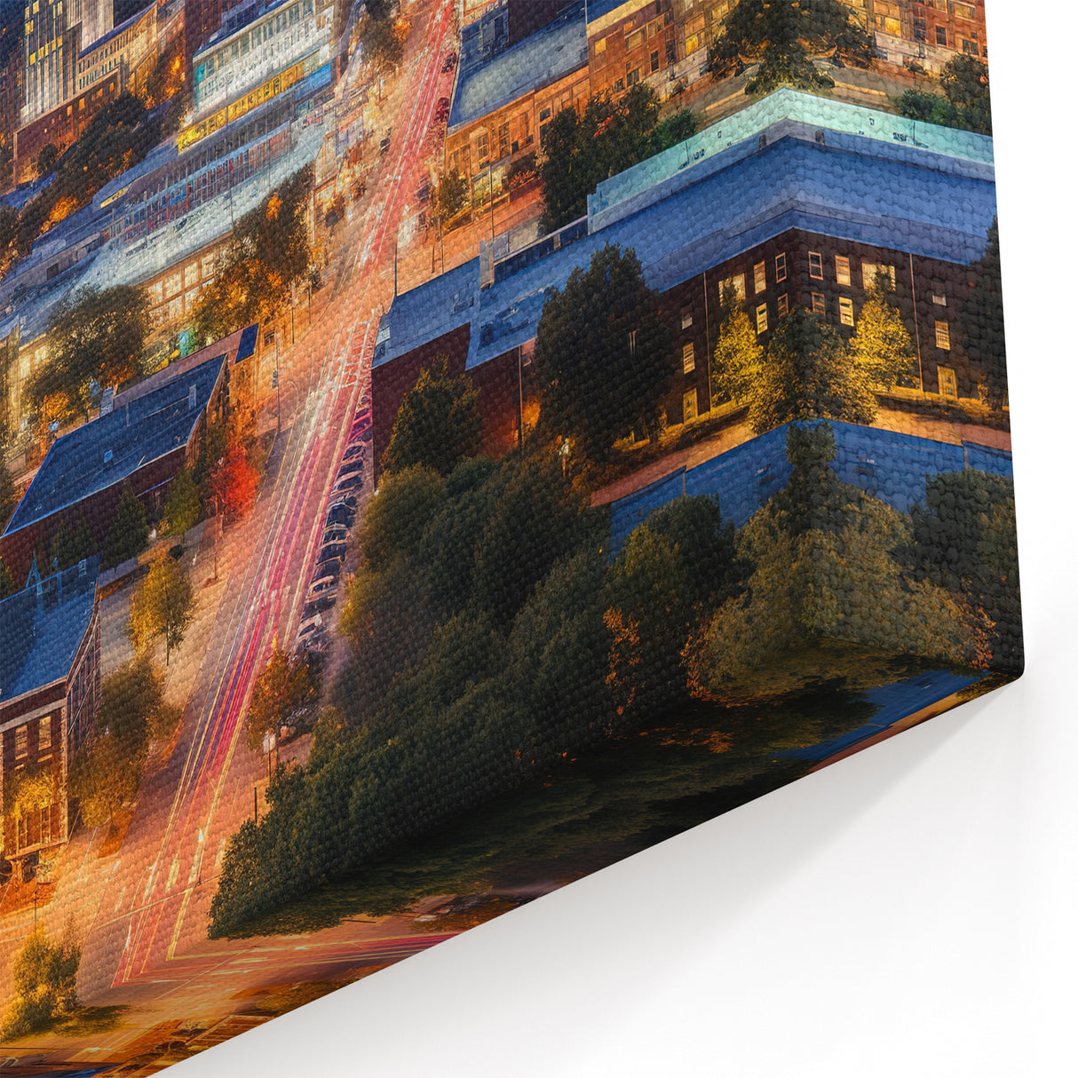 Vibrant City Skyline at Dusk - Modern Canvas Art & Framed Prints
